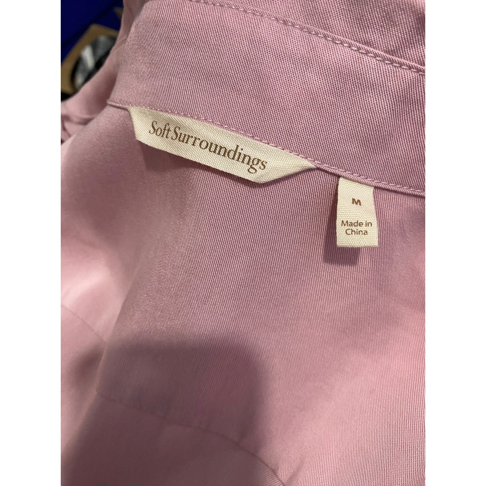 Soft Surroundings Blush Pink Tencel Asymmetrical Button Tunic Top‎ Women's M - Picture 5 of 13